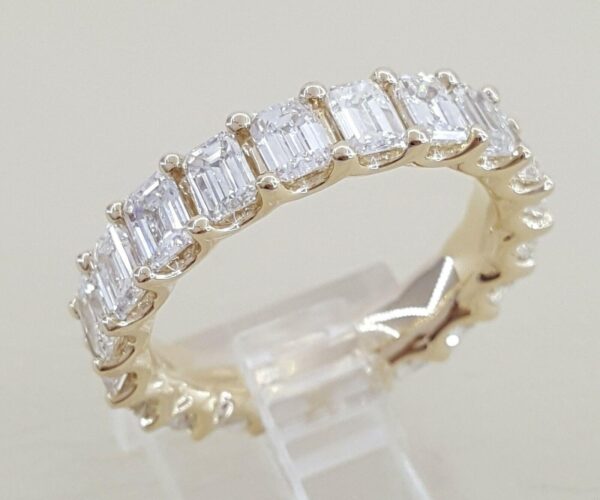 Emerald Cut Diamond Full Circle Eternity Wedding Ring Band 4 ct 14K Gold 4.6 mm