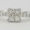 0.8 ct 18k Gold Invisible Set Princess & Round Cut Diamond Engagement Ring Size7