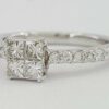 0.8 ct 18k Gold Invisible Set Princess & Round Cut Diamond Engagement Ring Size7