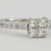 0.8 ct 18k Gold Invisible Set Princess & Round Cut Diamond Engagement Ring Size7