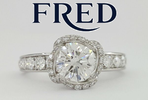 Fred of Paris Fleur Celeste Platinum 1.22ct Round Diamond Engagement Ring E/VVS2