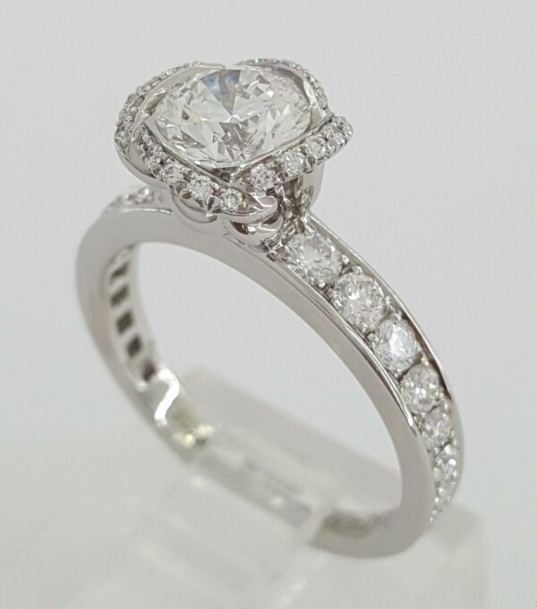 Fred of Paris Fleur Celeste Platinum 1.22ct Round Diamond Engagement Ring E/VVS2