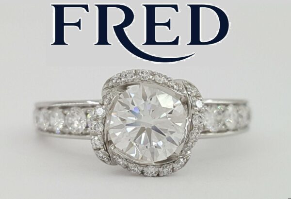 Fred of Paris Fleur Celeste Platinum 1.22 ct Round Diamond Engagement Ring H/VS2