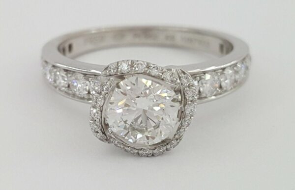 Fred of Paris Fleur Celeste Platinum 1.22 ct Round Diamond Engagement Ring H/VS2