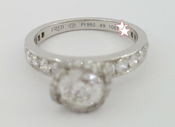 Fred of Paris Fleur Celeste Platinum 1.22 ct Round Diamond Engagement Ring H/VS2