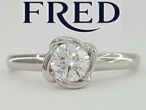 Fred of Paris Fleur Celeste Platinum 0.50 ct Round Diamond Engagement Ring G/VS2