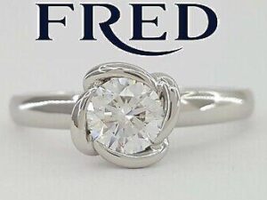 Fred of Paris Fleur Celeste Platinum 0.52ct Round Diamond Engagement Ring E/VVS2