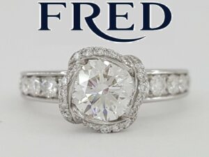 Fred of Paris Fleur Celeste Platinum 1.22ct Round Diamond Engagement Ring F/VVS2