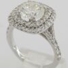Round Cut Diamond Double Halo Engagement Ring 1.76 ct 14K White Gold Rtl 13,000
