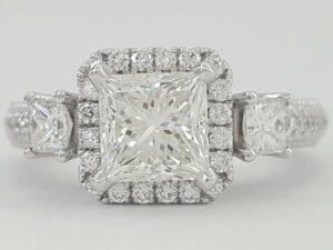 1.88 ct Verragio Venetian AFN-5063P 18k Princess Cut Halo Engagement Ring GIA