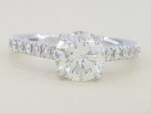 1.52 ct 14k White Gold Round Brilliant Cut Diamond Engagement Ring Rtl 13.5k