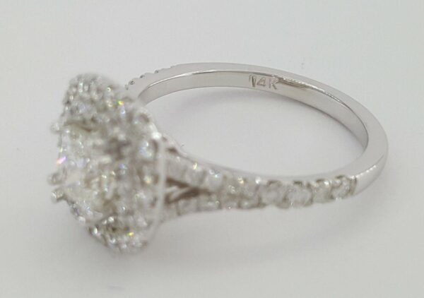1.39 ct 14K Gold LEO Princess Cut Diamond Double Halo Engagement Ring H/VS1 8K