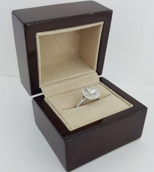 1.39 ct 14K Gold LEO Princess Cut Diamond Double Halo Engagement Ring H/VS1 8K
