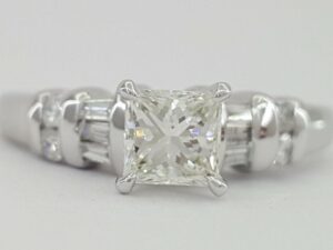 Princess & Baguette Diamond 0.8 ct Platinum Engagement Ring Rtl 3,670