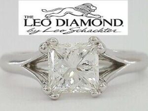 Leo Princess Diamond Solitaire Engagement Ring 0.97 ct Platinum I / SI1