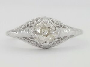 0.45 ct Art Deco Vintage 18k Gold Old European Solitaire Diamond Engagement Ring