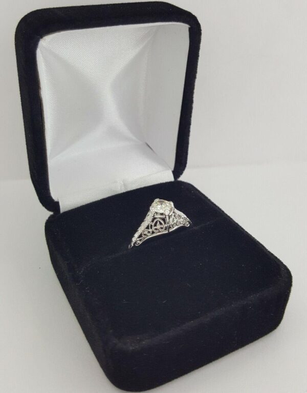 0.45 ct Art Deco Vintage 18k Gold Old European Solitaire Diamond Engagement Ring