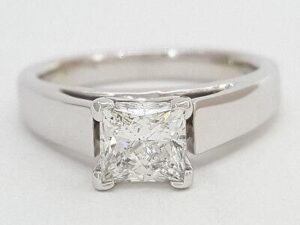 Princess Cut Diamond Solitaire Engagement Ring 0.97 ct 14K White Gold IGI F/SI2