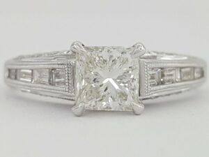 Princess Diamond Engagement Ring 1.67 ct 14K White Gold H/SI2 Retail 9,395