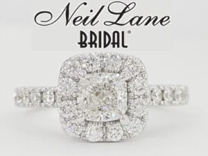 Neil Lane Cushion Diamond Halo Engagement Ring 14k White Gold 1.38 ct Rtl 5.8K