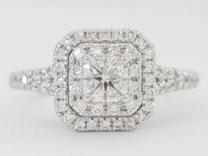 Helzberg Radiant Diamond Double Halo Engagement Ring 3/4 ct 14K White Gold