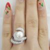 Akoya Pearl & Diamond Snake Swirl Statement Ring 9mm 1.5 ct 18K White Gold 6K