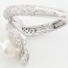 Akoya Pearl & Diamond Snake Swirl Statement Ring 9mm 1.5 ct 18K White Gold 6K