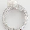 Akoya Pearl & Diamond Snake Swirl Statement Ring 9mm 1.5 ct 18K White Gold 6K