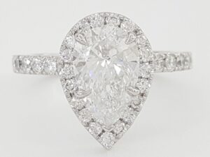 Pear Brilliant Cut Diamond Halo Engagement Ring Platinum 2.43 ct Retail 22.5K