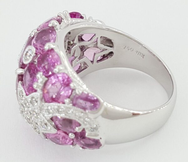 Oval Pink Sapphire Diamond Statement Ring 12.14 ct 18K White Gold Retail 7,500