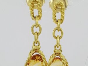 David Yurman Lantana Citrine Drop Earrings 18k Yellow Gold 12.9 Grams