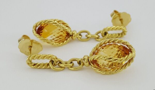 David Yurman Lantana Citrine Drop Earrings 18k Yellow Gold 12.9 Grams