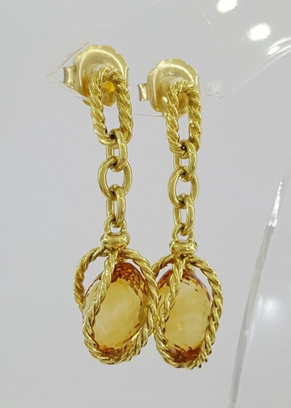 David Yurman Lantana Citrine Drop Earrings 18k Yellow Gold 12.9 Grams