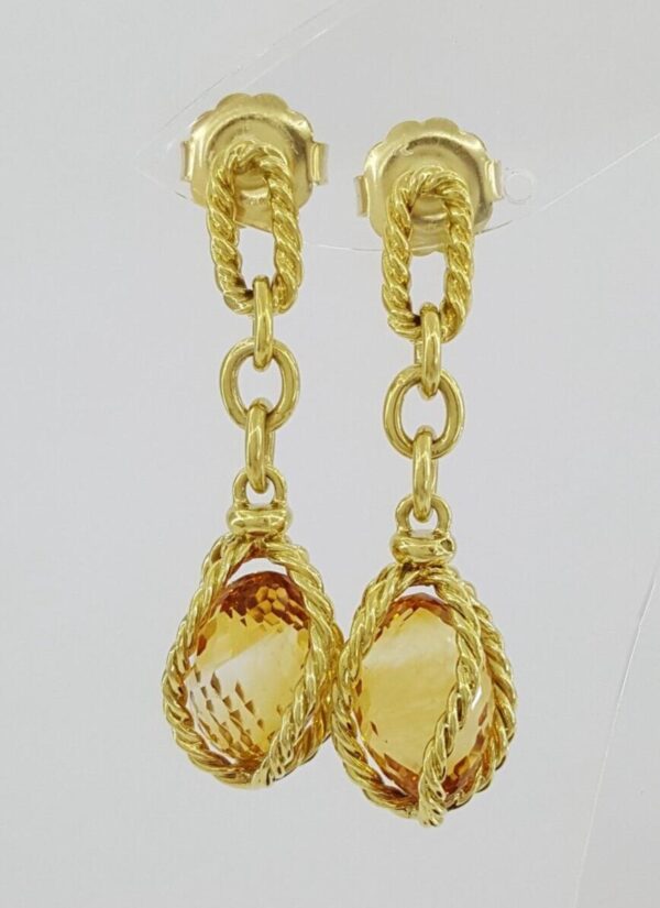 David Yurman Lantana Citrine Drop Earrings 18k Yellow Gold 12.9 Grams