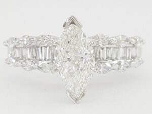 Marquise Cut & Baguette Diamond Engagement Ring 2.02 ct Platinum Retail 8,495