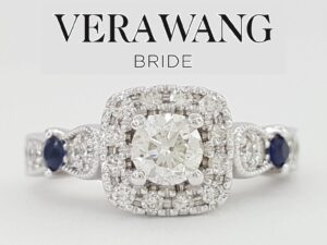 Vera Wang Love 14K Gold 0.72 ct Round Diamond Halo Engagement Ring Retail 2,999