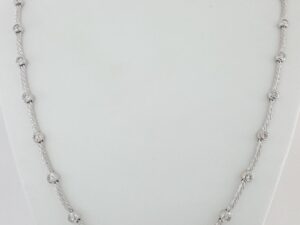 Diamond By The Yard Round Diamond Station Bar Necklace 5.3 ct 14K White Gold 26"