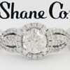 Shane Co Round Brilliant Crossover Halo Engagement Ring 1.03 ct 14K W Gold 4k