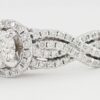 Shane Co Round Brilliant Crossover Halo Engagement Ring 1.03 ct 14K W Gold 4k