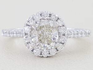 Cushion Brilliant Diamond Halo Engagement Ring 1.27 ct 14k White Gold Rtl 6K