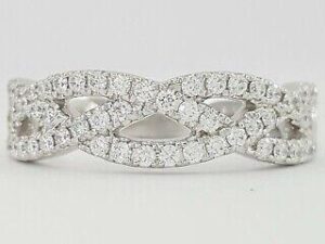 0.5 ct 14k White Gold Haft Circle Crossover Diamond Wedding Anniversary Band