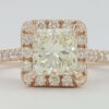 1.36 ct 14K Rose Gold Princess & Round Cut Diamond Halo Engagement Ring Rtl 6.8k