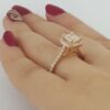 1.36 ct 14K Rose Gold Princess & Round Cut Diamond Halo Engagement Ring Rtl 6.8k