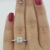 Princess Cut Diamond Halo Engagement Ring 0.93 ct tw 14K White Gold E SI2 3499