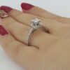 Princess Cut Diamond Halo Engagement Ring 0.93 ct tw 14K White Gold E SI2 3499