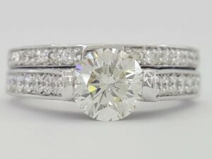 Hearts & Arrows Round Cut Diamond Engagement Wedding Ring Set 2.35 ct Rtl 13.5k