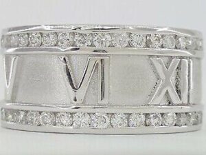 Diamond Roman Numerals Atlas Eternity Band / Ring 10.5 mm 1.48 ct 14k Gold 2-Row