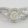 Round Diamond Crossover Twisted 14K Engagement Wedding Ring Set 1.10 ct RTL 4K