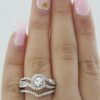 Round Diamond Crossover Twisted 14K Engagement Wedding Ring Set 1.10 ct RTL 4K