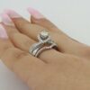 Round Diamond Crossover Twisted 14K Engagement Wedding Ring Set 1.10 ct RTL 4K